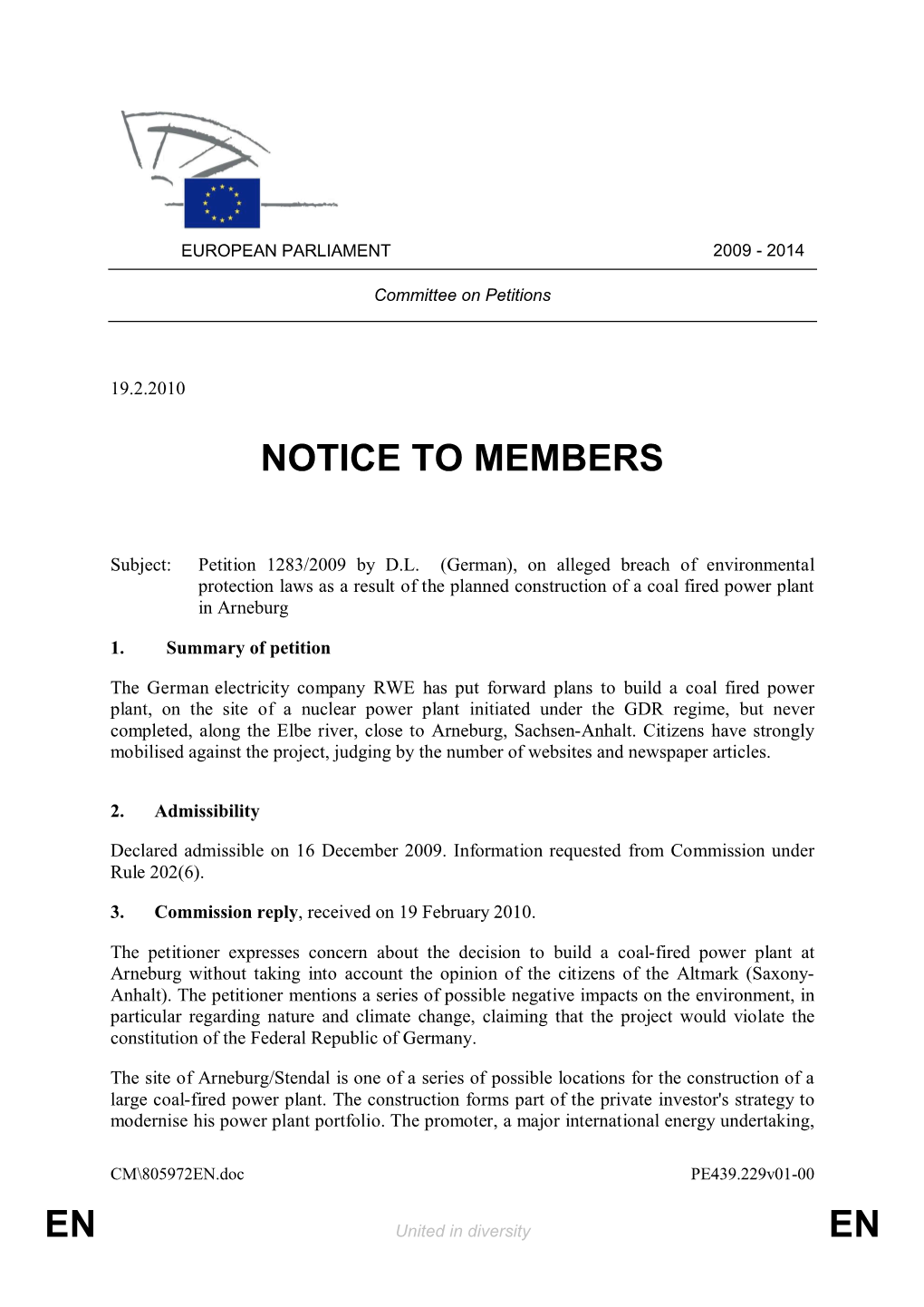 En En Notice to Members