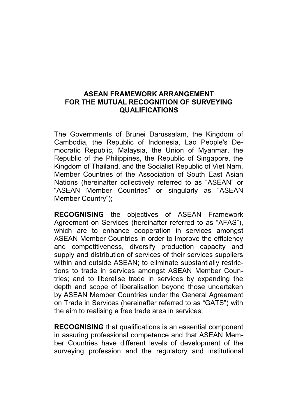 Asean Framework Agreement