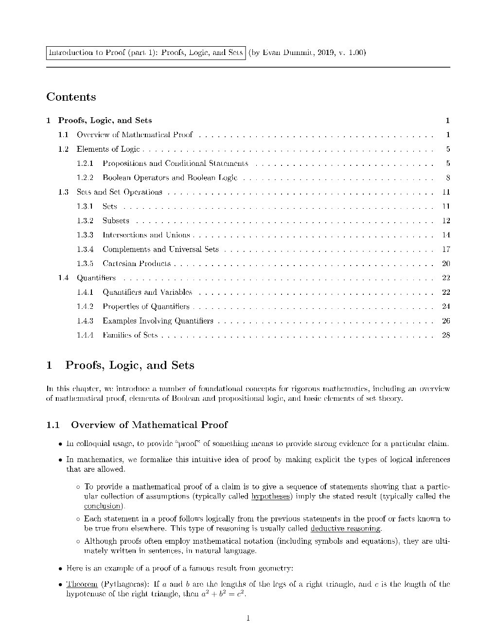 Contents 1 Proofs, Logic, and Sets