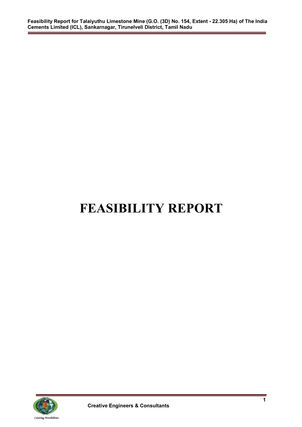 Feasibility Report for Talaiyuthu Limestone Mine (G.O