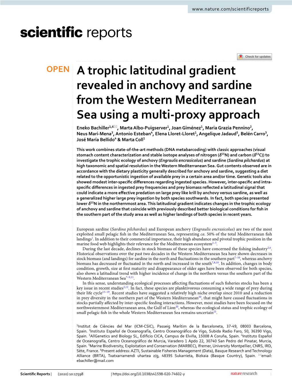 A Trophic Latitudinal Gradient Revealed in Anchovy and Sardine