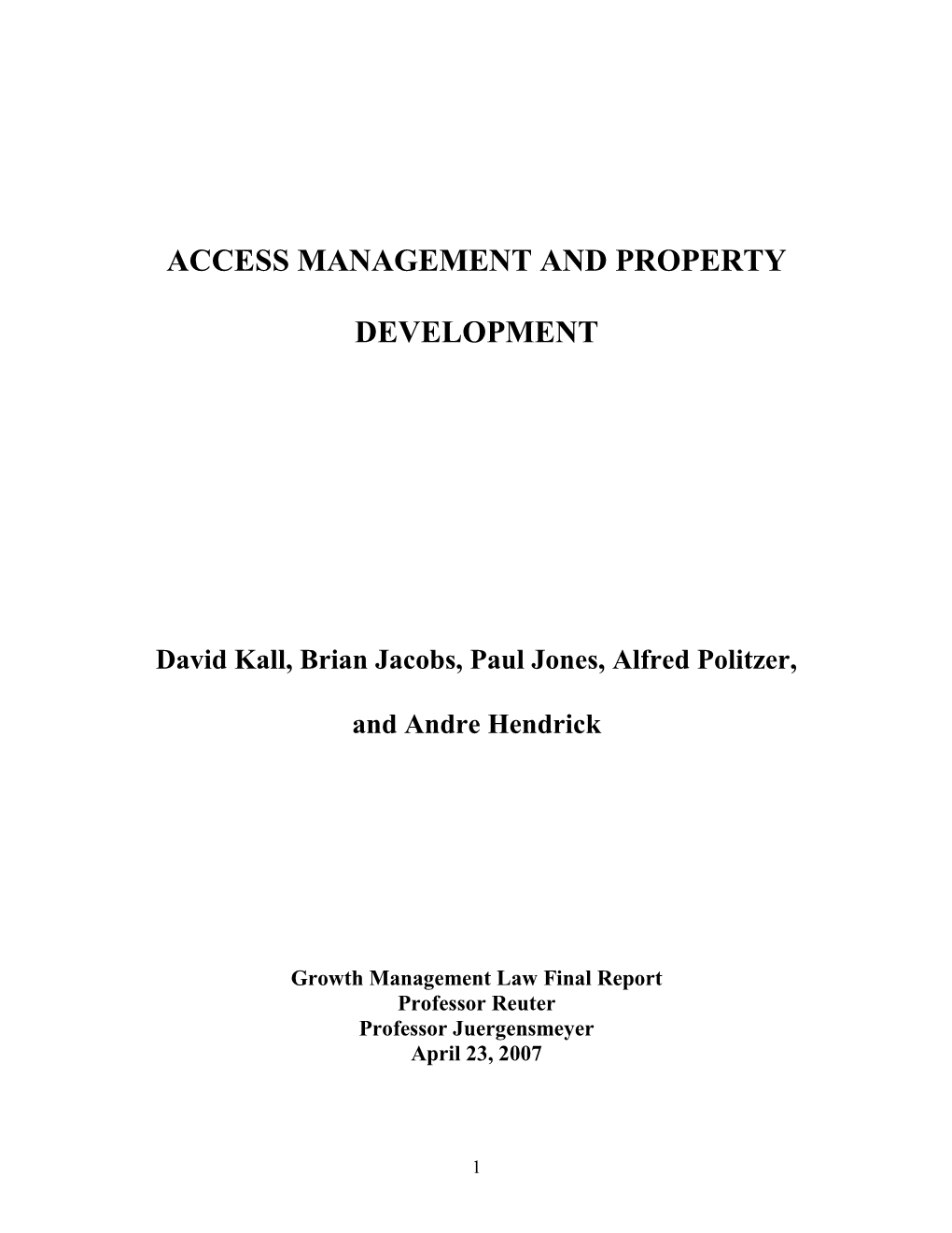 Access Management and Property