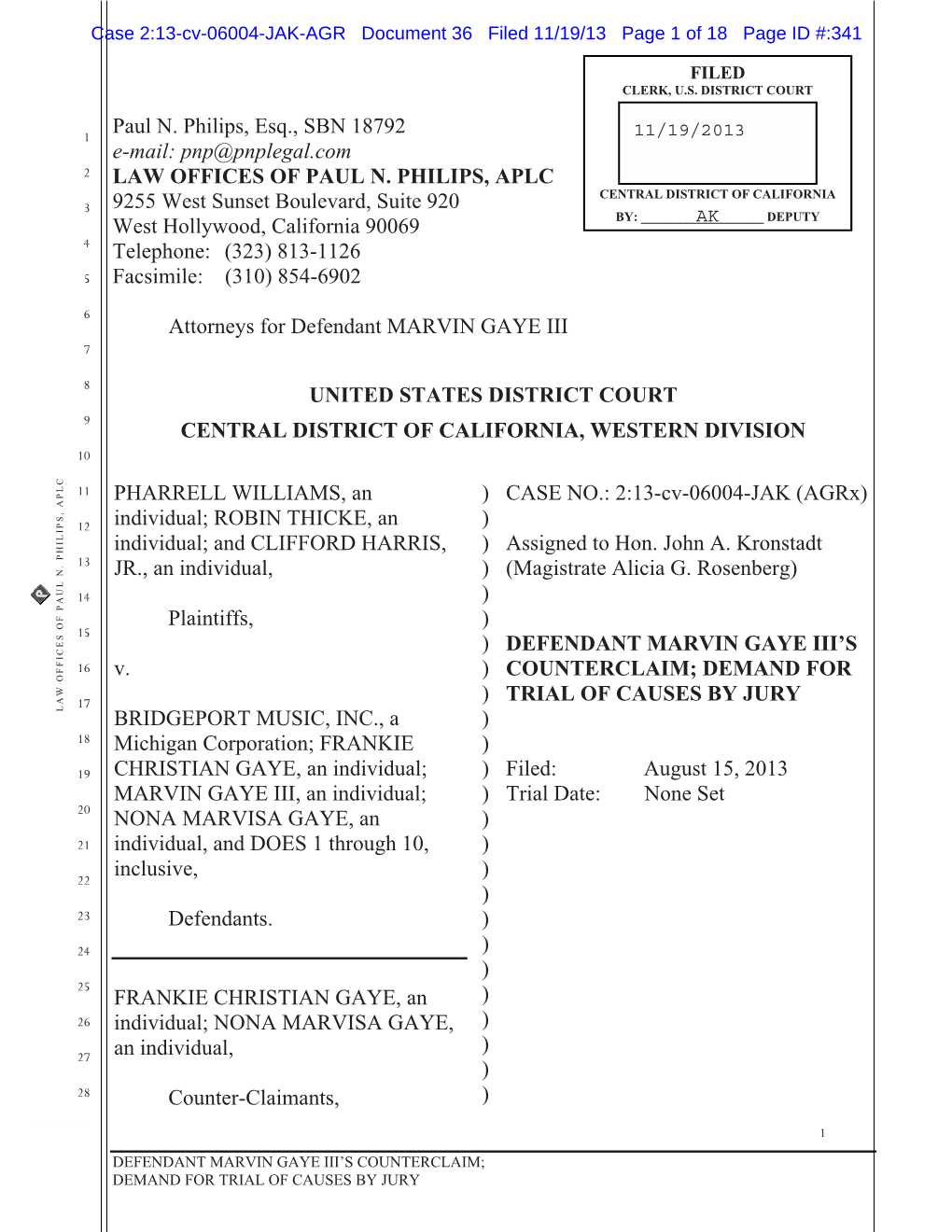 Case 2:13-Cv-06004-JAK-AGR Document 36 Filed 11/19/13 Page 1 of 18 Page ID #:341