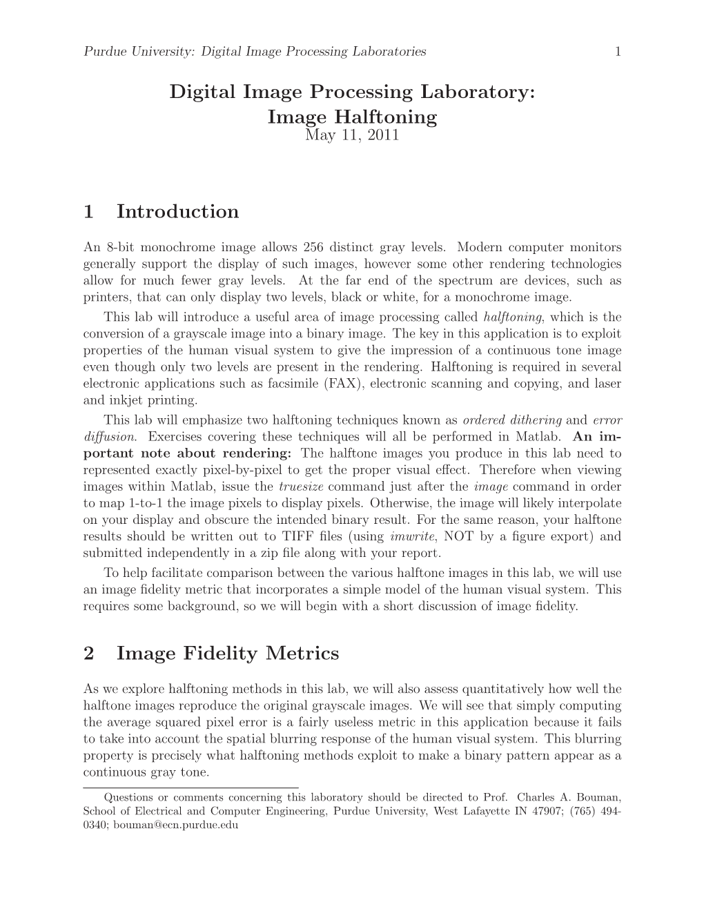 Image Halftoning 1 Introduction 2 Image
