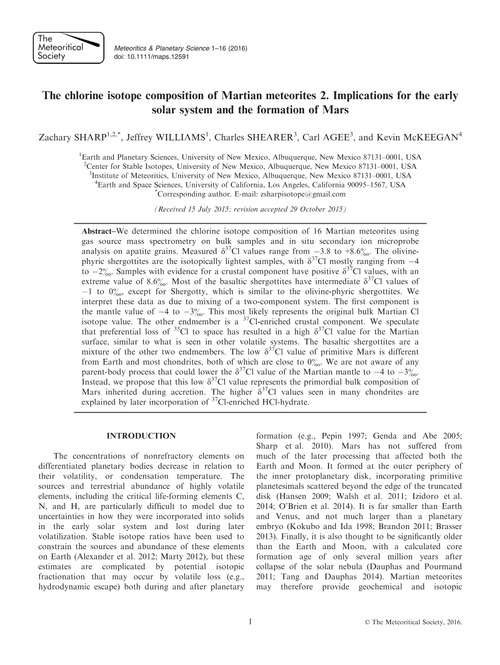 The Chlorine Isotope Composition of Martian Meteorites 2. Implications for the Early Solar System and the Formation of Mars