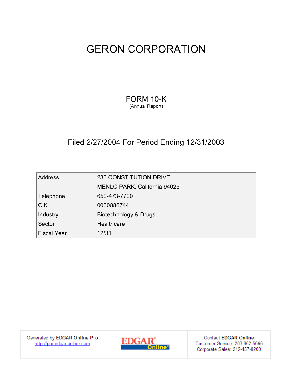 Geron Corporation