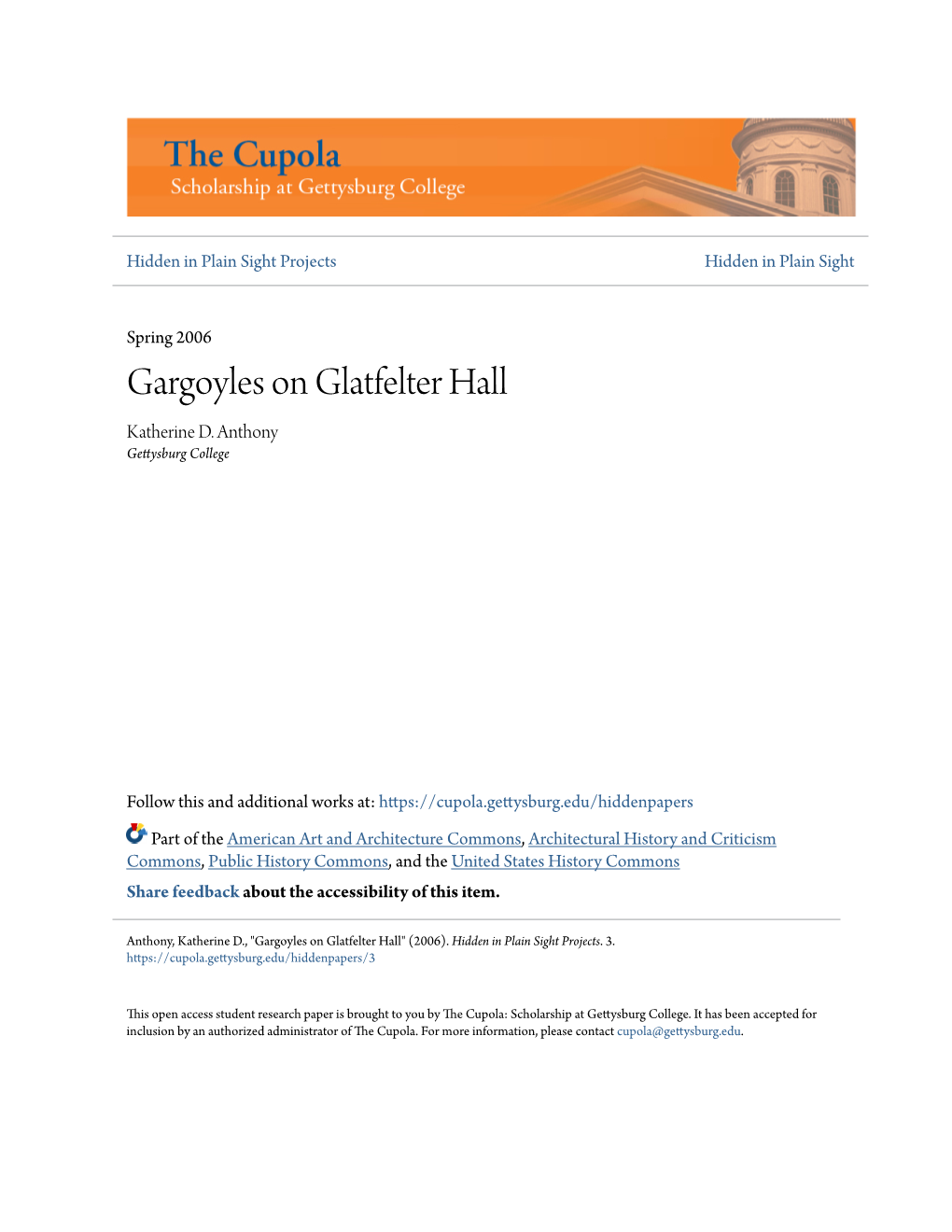 Gargoyles on Glatfelter Hall Katherine D