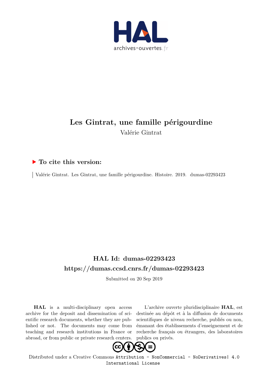 Les Gintrat, Une Famille Périgourdine Valérie Gintrat