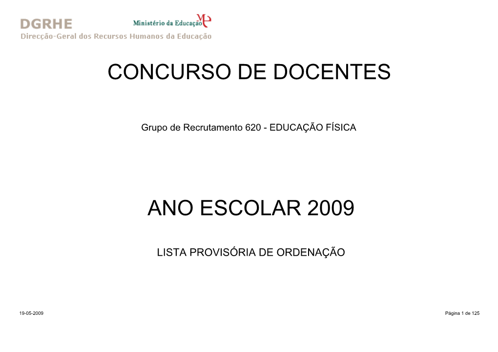 Concurso De Docentes Ano Escolar 2009