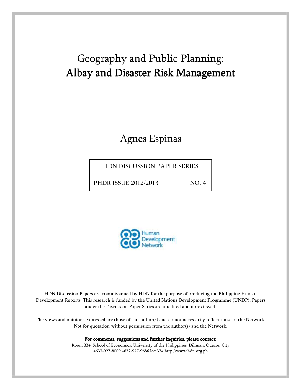 Geography and Public Planning: Albay and Disaster Risk Management