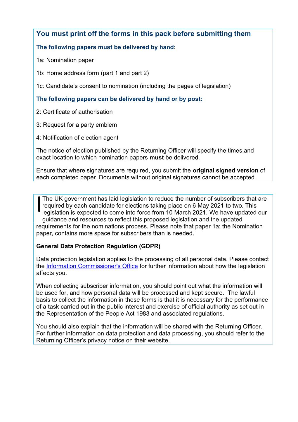 Draft Revised Principal Area Nomination