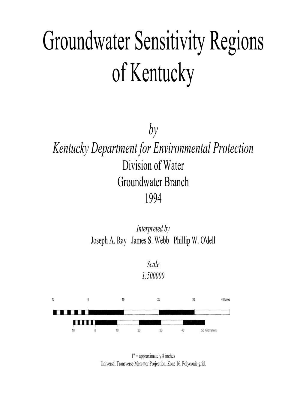 Groundwater Sensitivity Regions of Kentucky