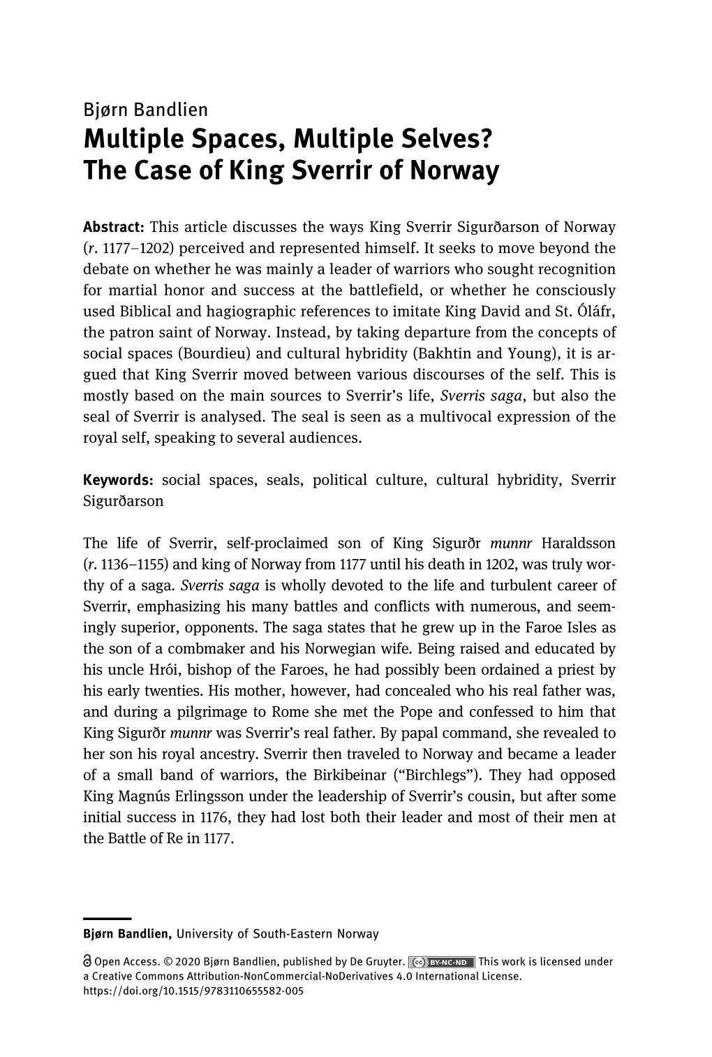 The Case of King Sverrir of Norway