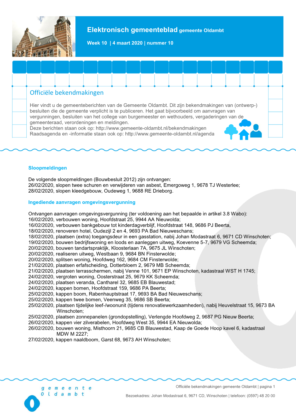 Elektronisch Gemeenteblad Gemeente Oldambt Officiële Bekendmakingen