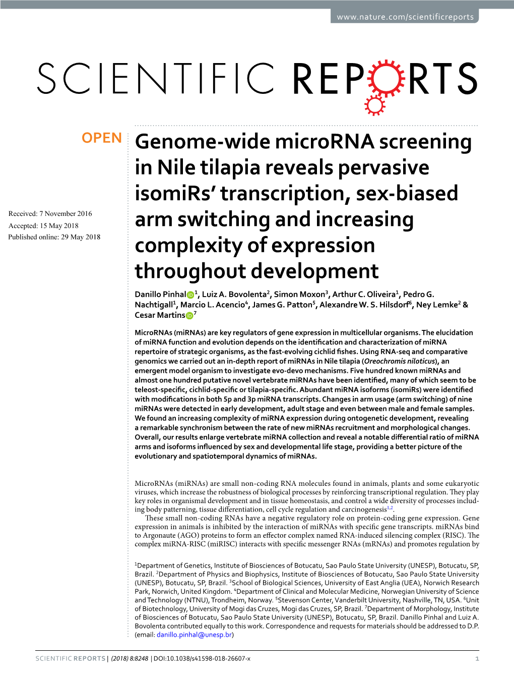 Genome-Wide Microrna Screening in Nile Tilapia Reveals