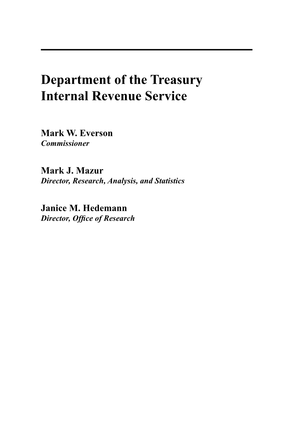Department of the Treasury Internal Revenue Service
