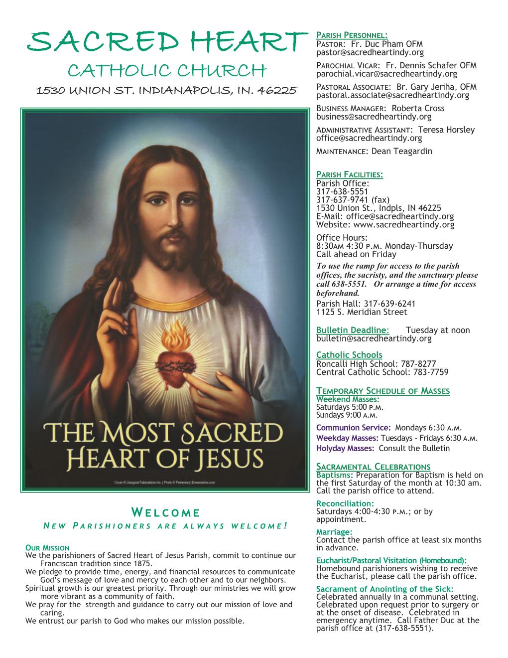 Sacred Heart of Jesus Parish, Commit to Continue Our Franciscan Tradition Since 1875