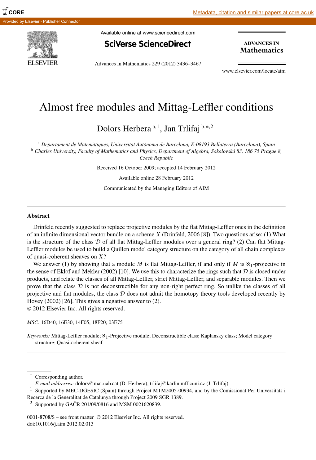 Almost Free Modules and Mittag-Leffler Conditions