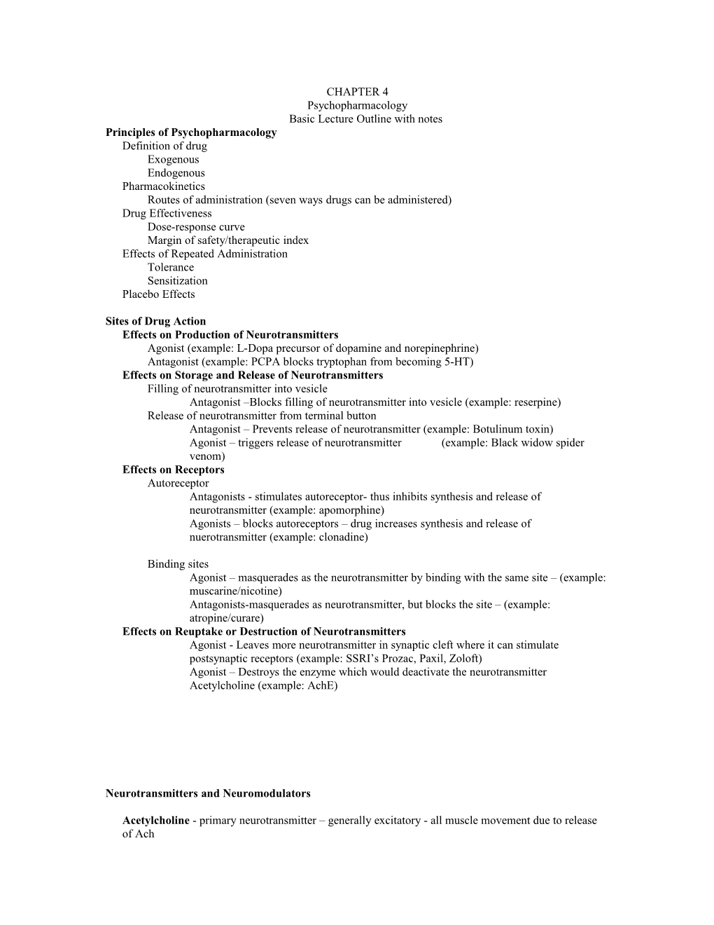 Basic Lecture Outline with Notes