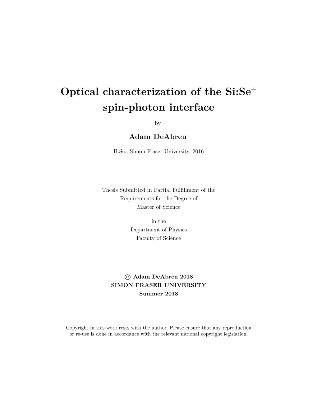 Optical Characterization of the Si:Se Spin-Photon Interface