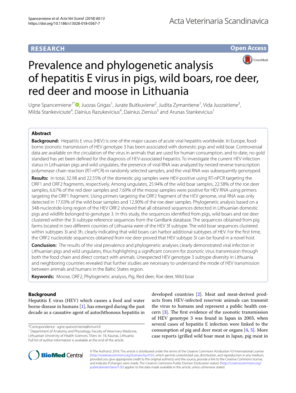 Prevalence and Phylogenetic Analysis of Hepatitis E Virus in Pigs, Wild