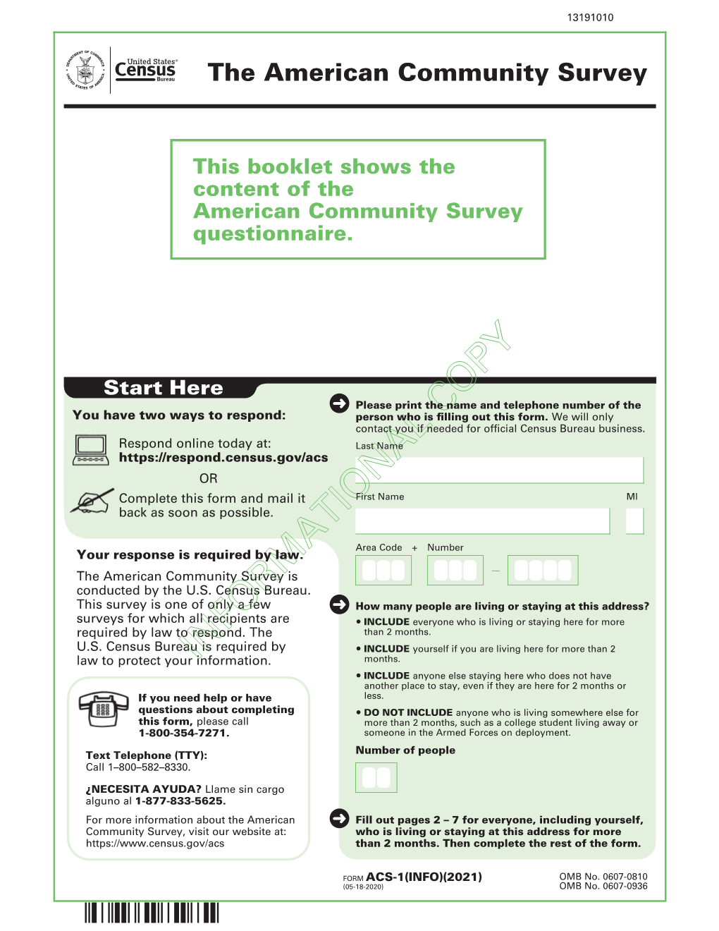 2021 ACS Form in English