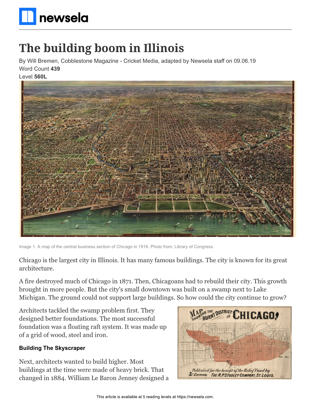 The Building Boom in Illinois by Will Bremen, Cobblestone Magazine - Cricket Media, Adapted by Newsela Staff on 09.06.19 Word Count 439 Level 560L