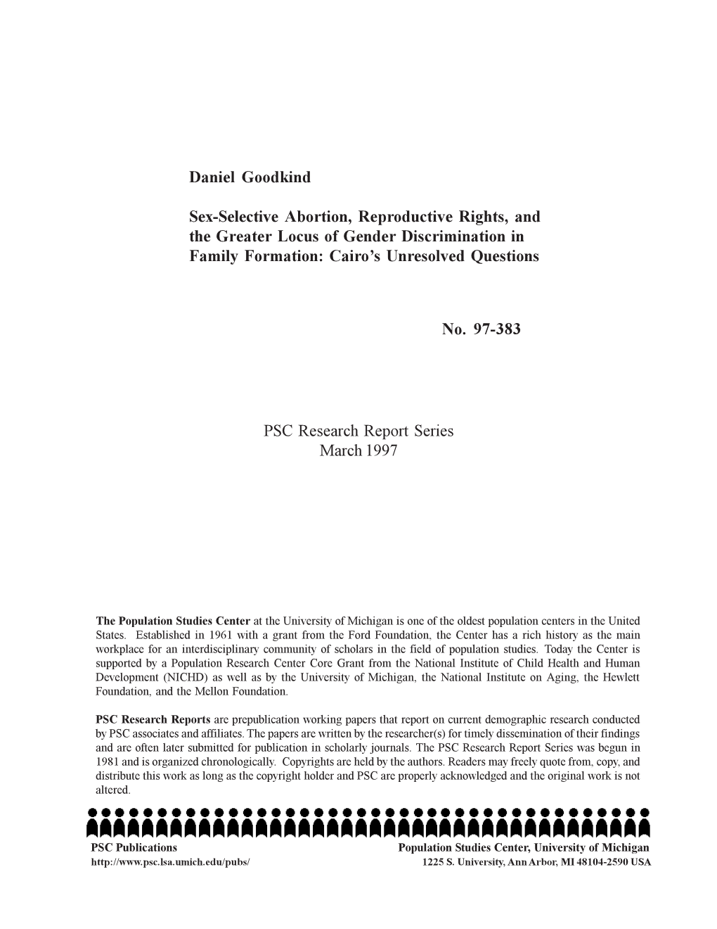 Daniel Goodkind Sex-Selective Abortion, Reproductive Rights, And