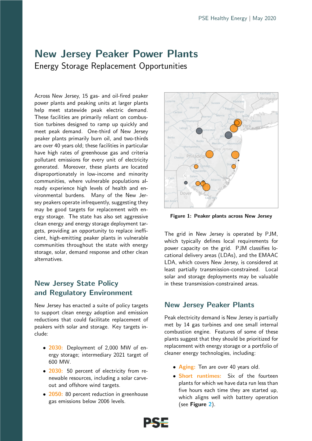 New Jersey Peaker Power Plants Energy Storage Replacement Opportunities