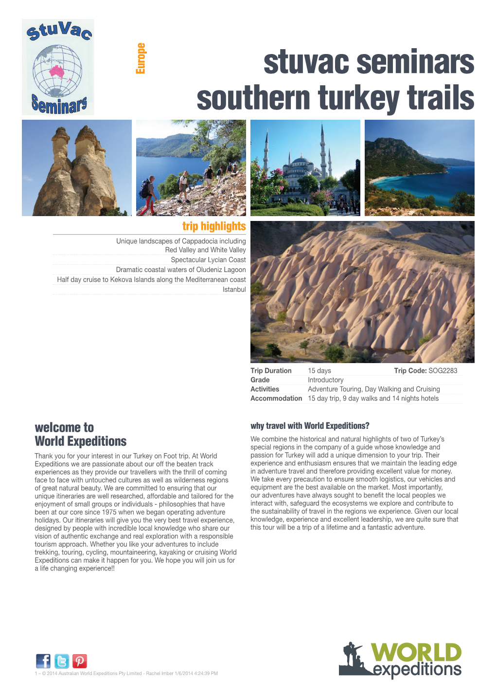 Stuvac Seminars Southern Turkey Trails