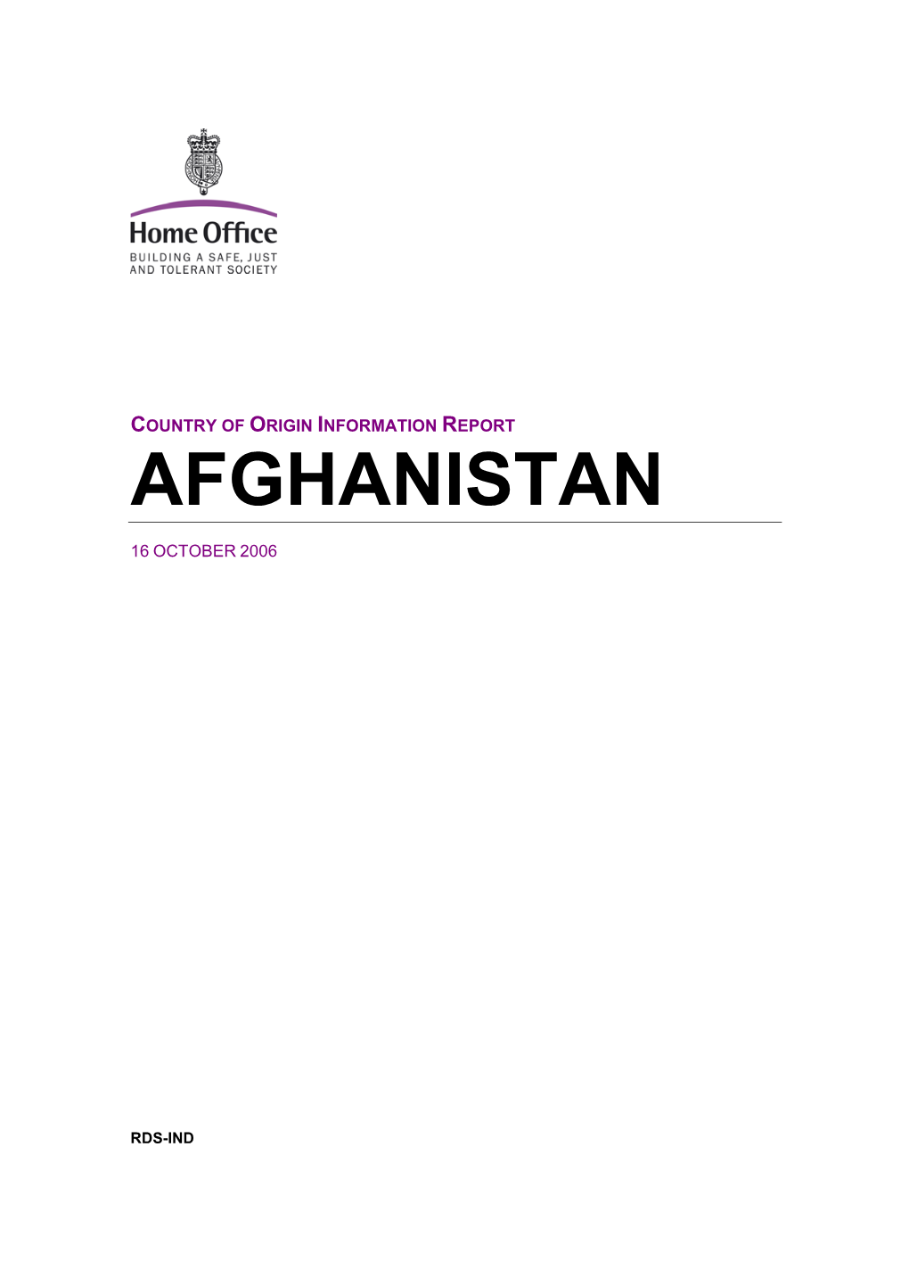 Afghanistan COIS Report October 2006