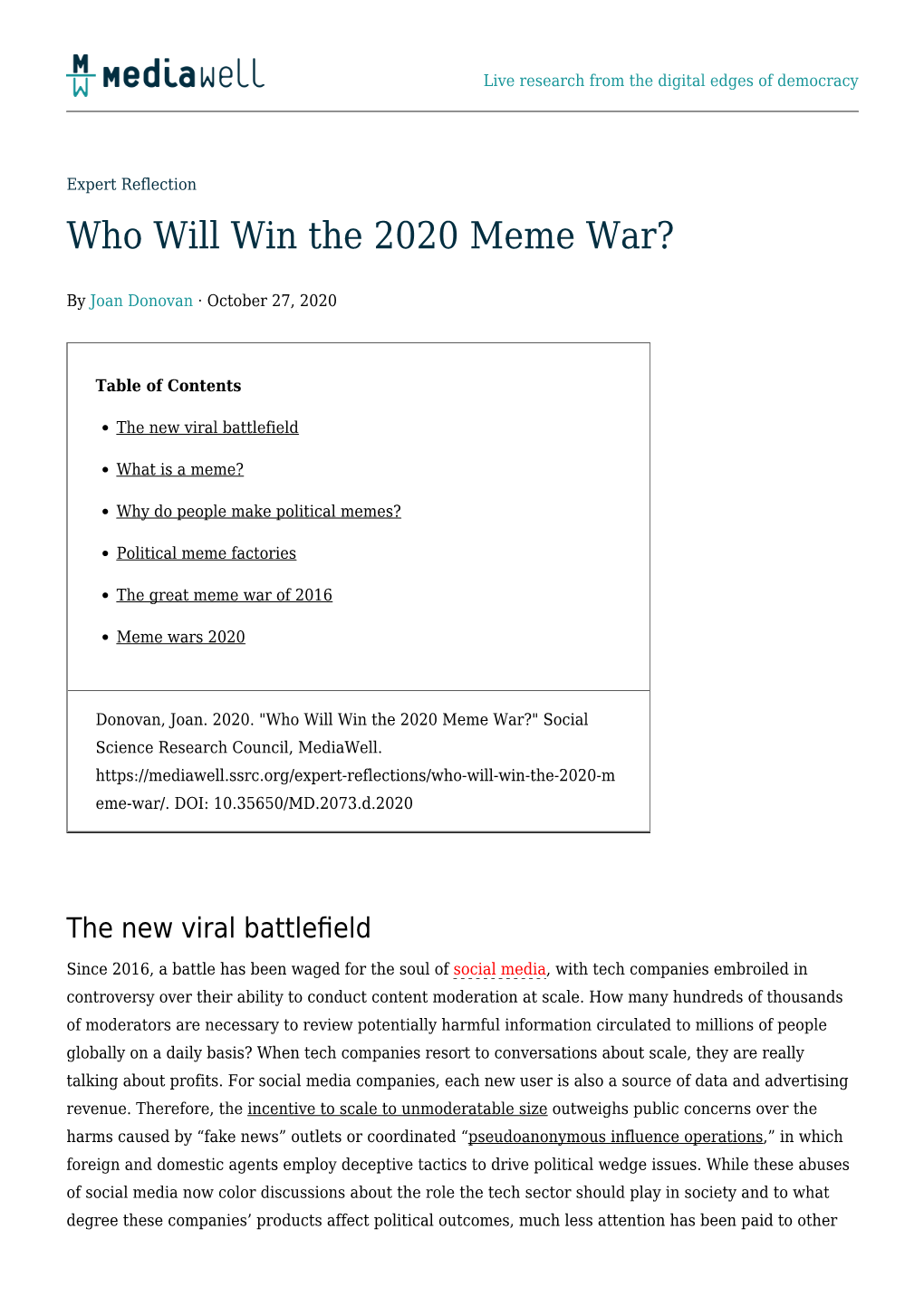 Who Will Win the 2020 Meme War?