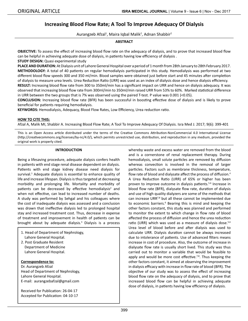 Increasing Blood Flow Rate; a Tool to Improve Adequacy of Dialysis