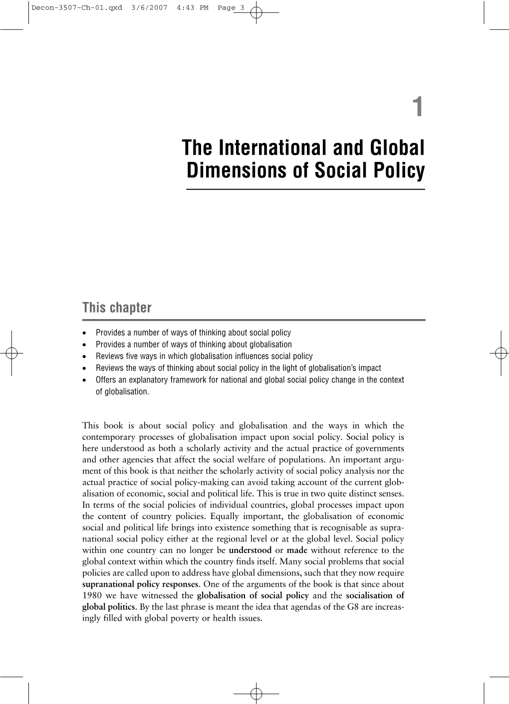 The International and Global Dimensions of Social Policy