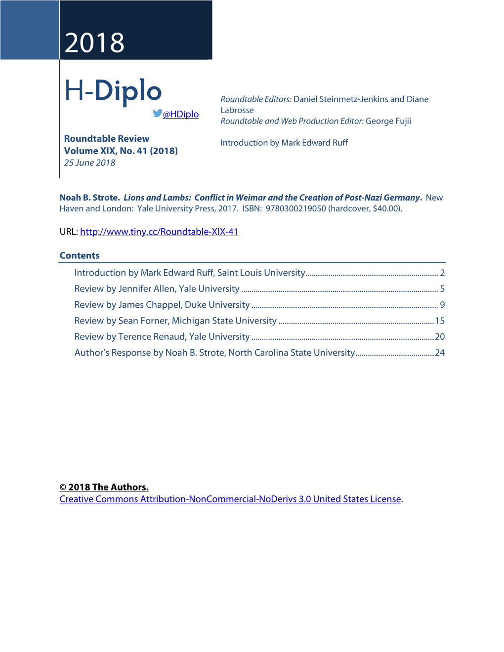 H-Diplo Roundtable, Vol