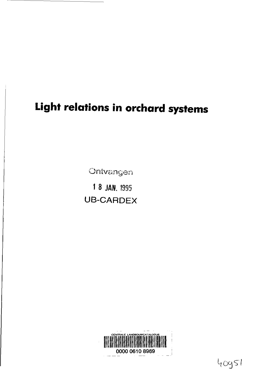 Light Relations in Orchard Systems