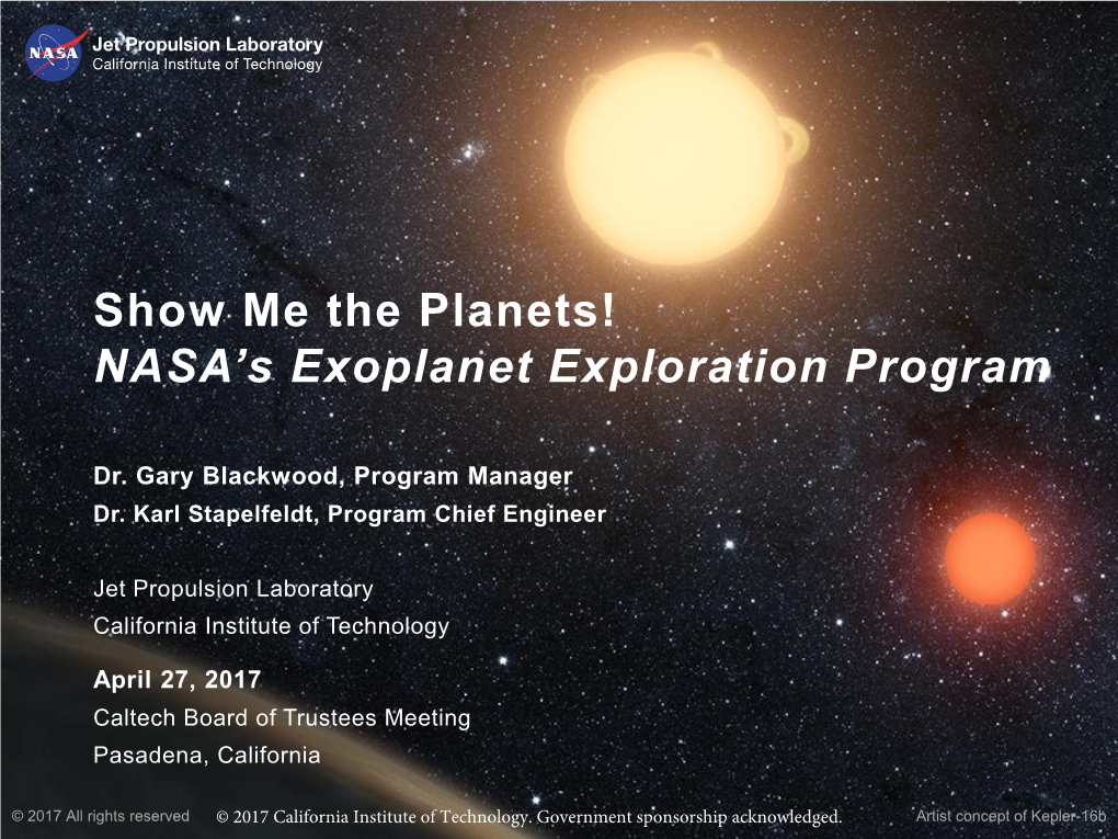 Show Me the Planets! NASA's Exoplanet Exploration Program