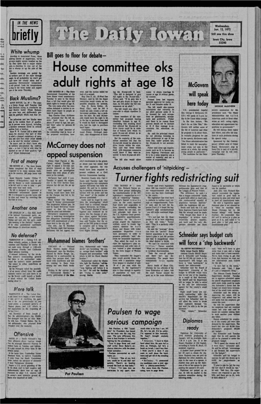 Daily Iowan (Iowa City, Iowa), 1972-01-12
