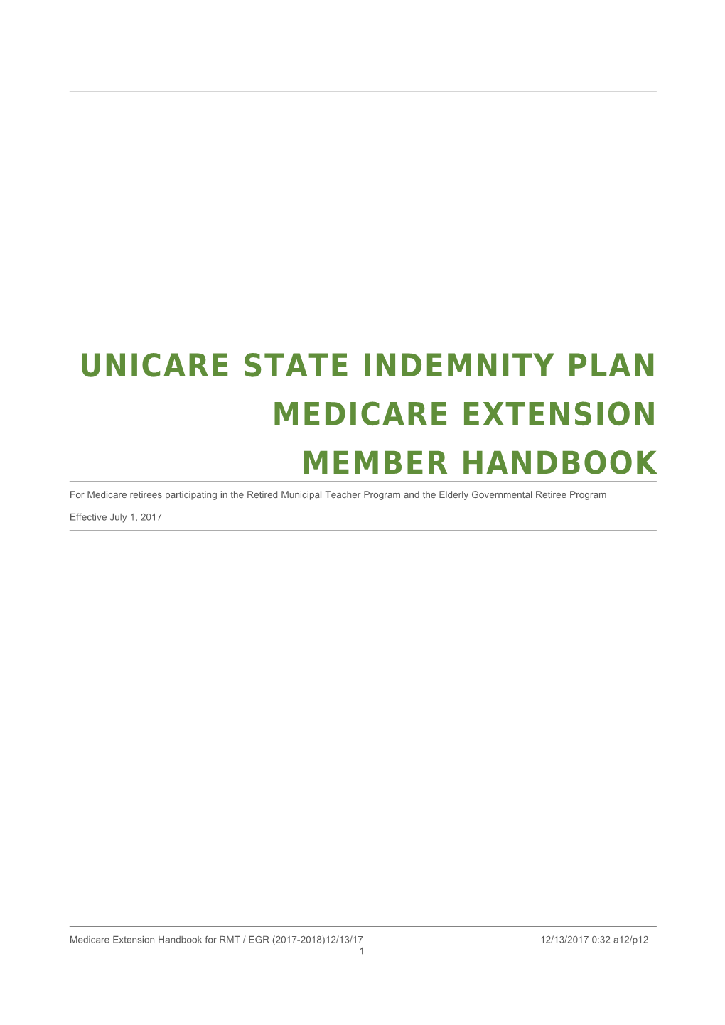 Medicare Extension Handbook For RMT / EGR (2017-2018)