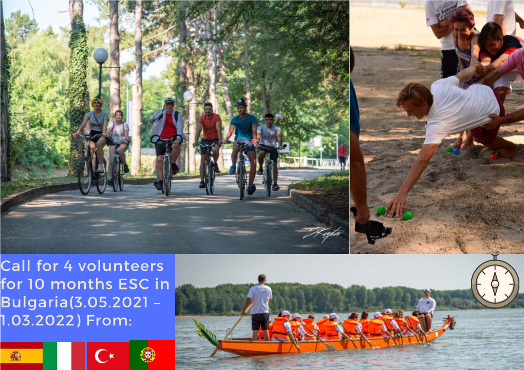 Call for 4 Volunteers for 10 Months ESC in Bulgaria(3.05.2021 – 1.03
