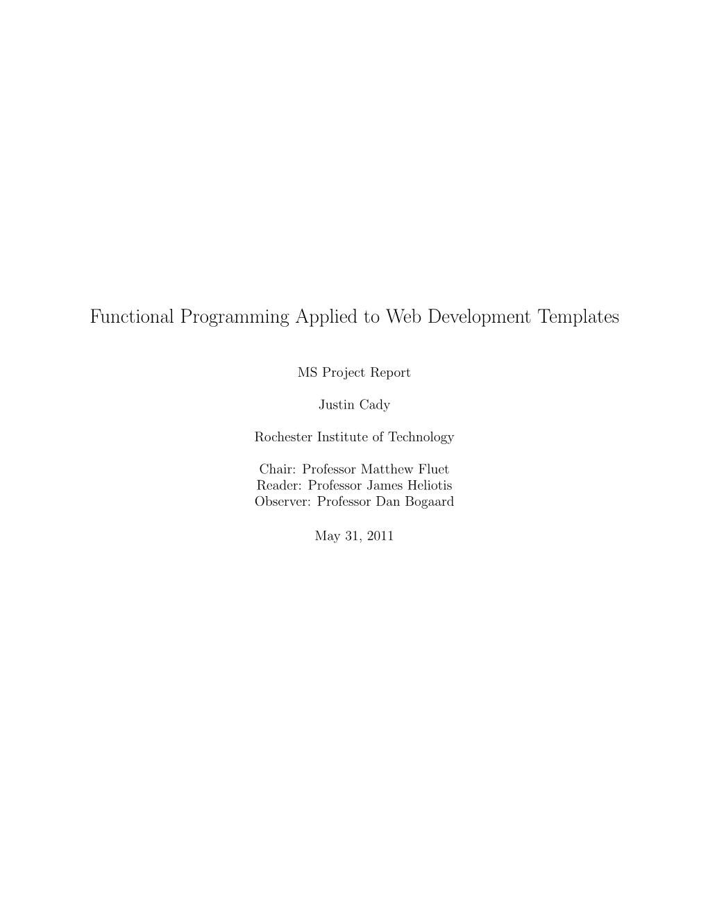 Functional Programming Applied to Web Development Templates