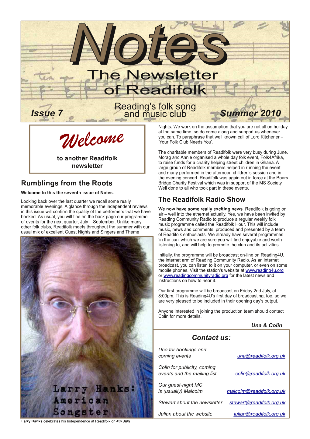 The Newsletter of Readifolk