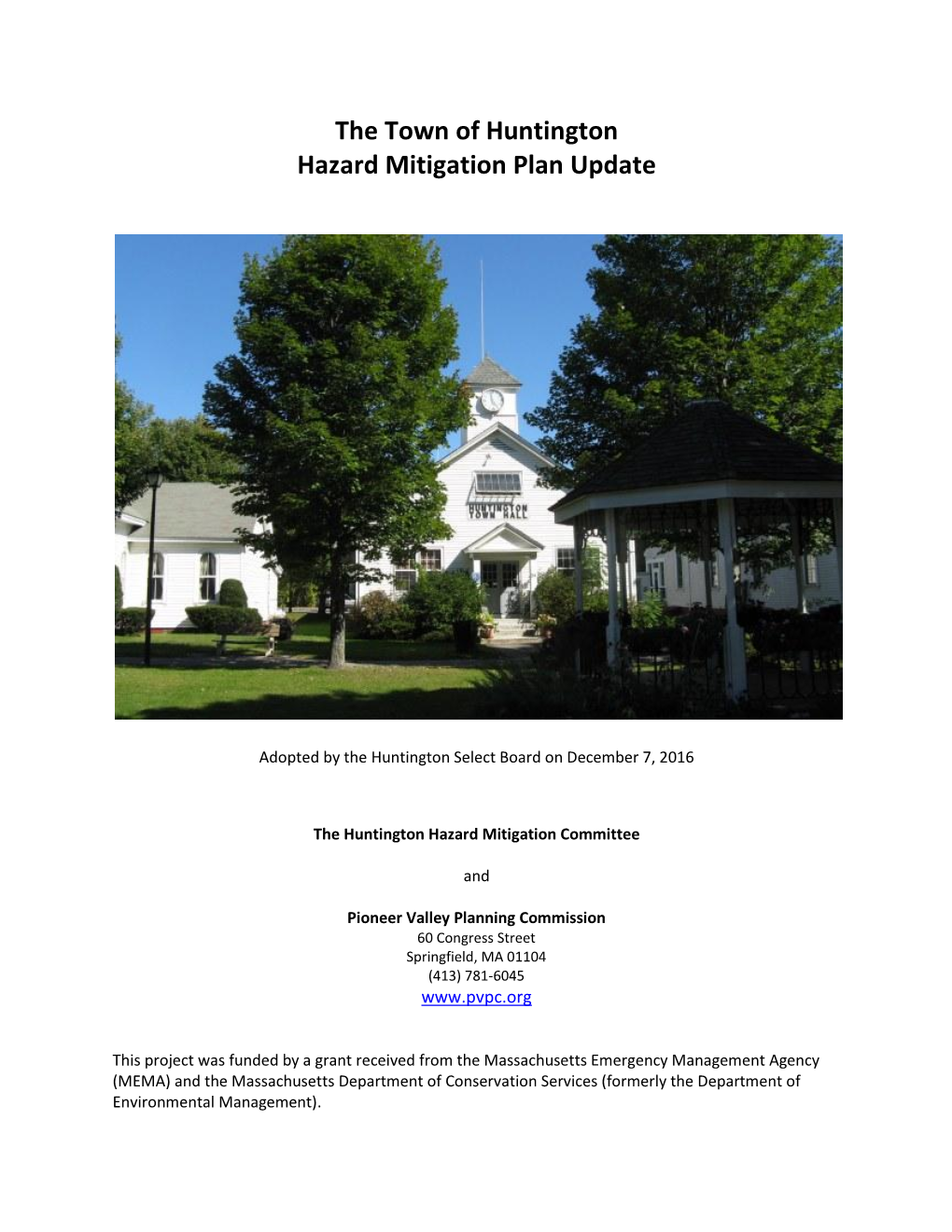 The Town of Huntington Hazard Mitigation Plan Update