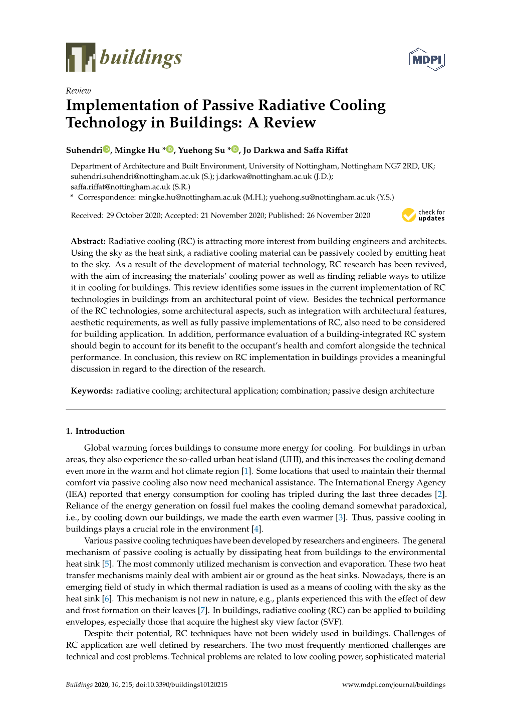 Implementation of Passive Radiative Cooling Technology in Buildings: a Review