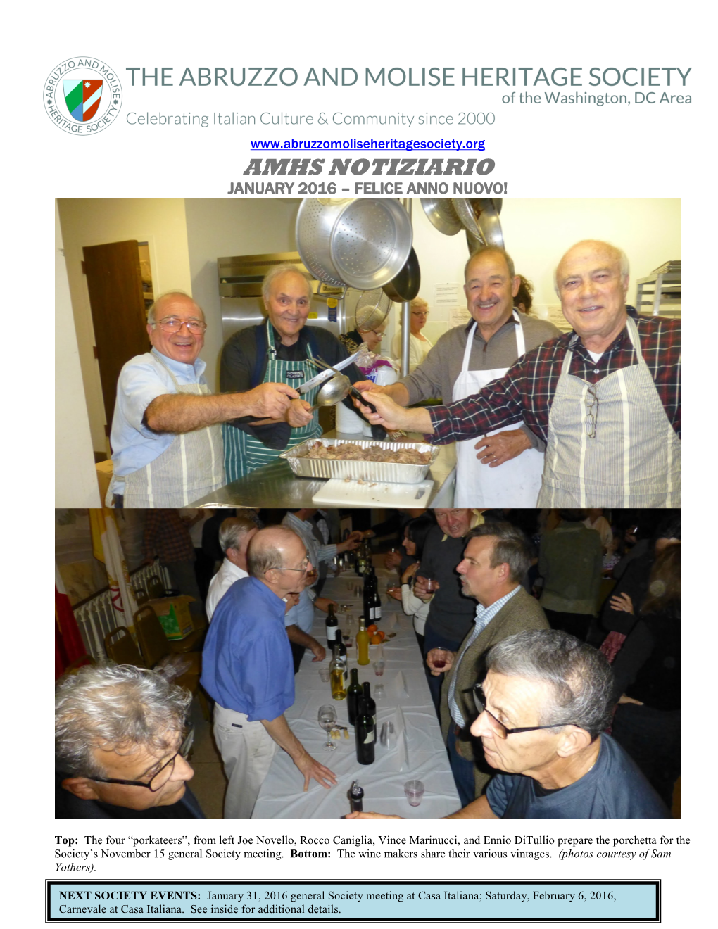 Amhs Notiziario January 2016 – Felice Anno Nuovo!