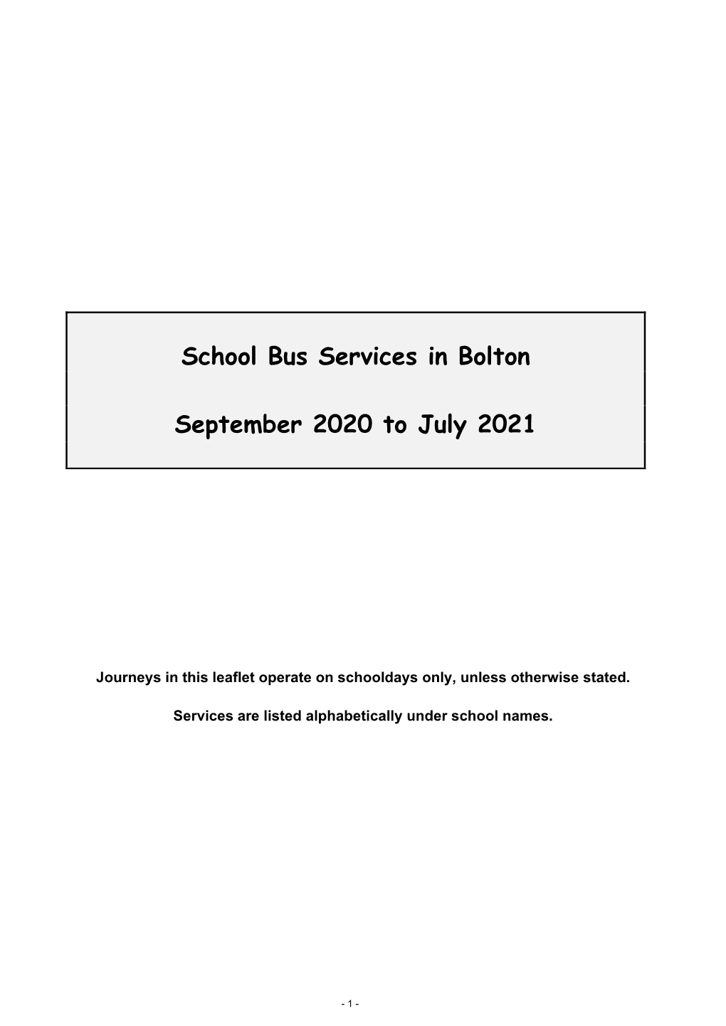 Turton School Bus Services TFGM 2020-2021