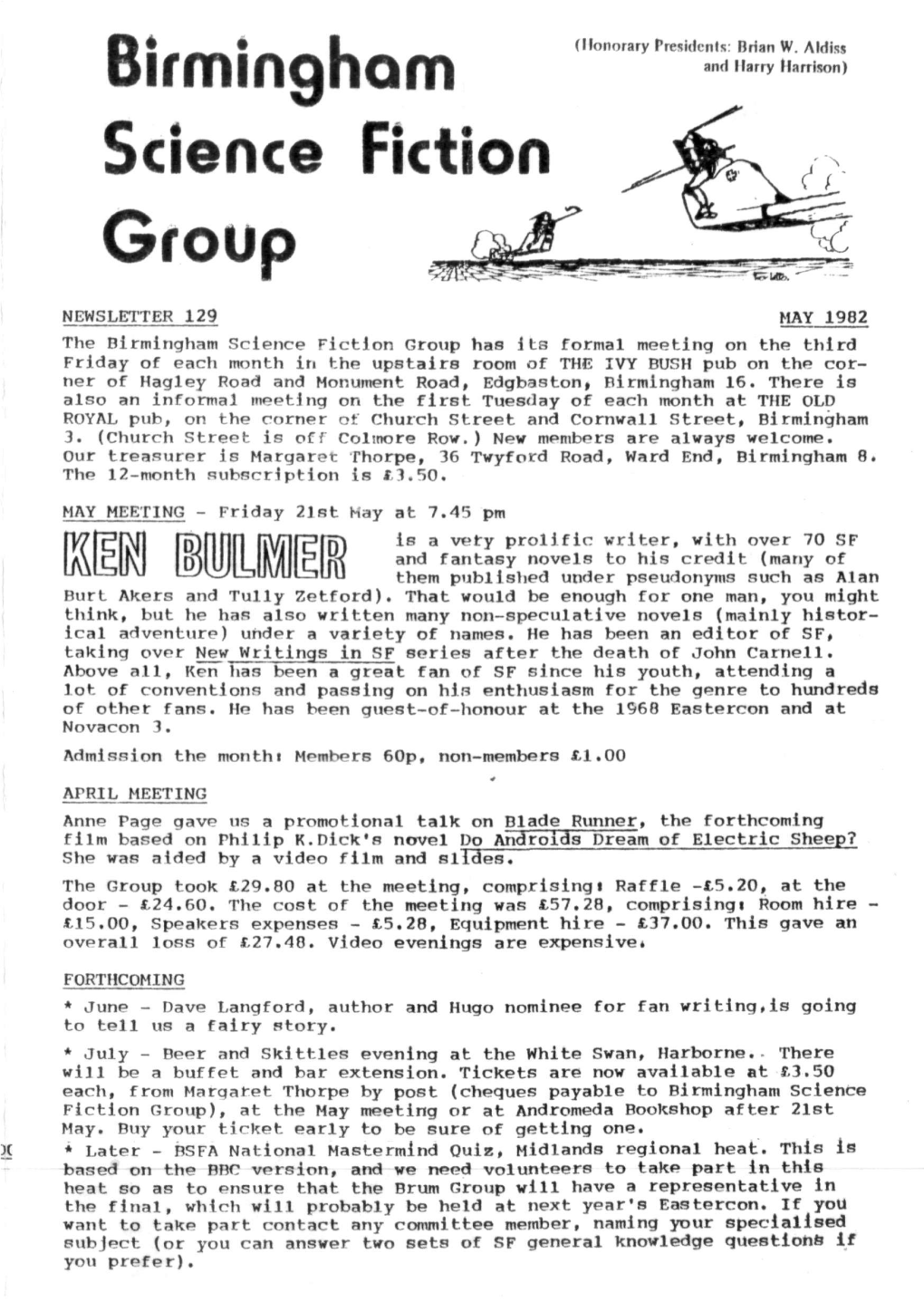 Birmingham Science Fiction Group Newsletter