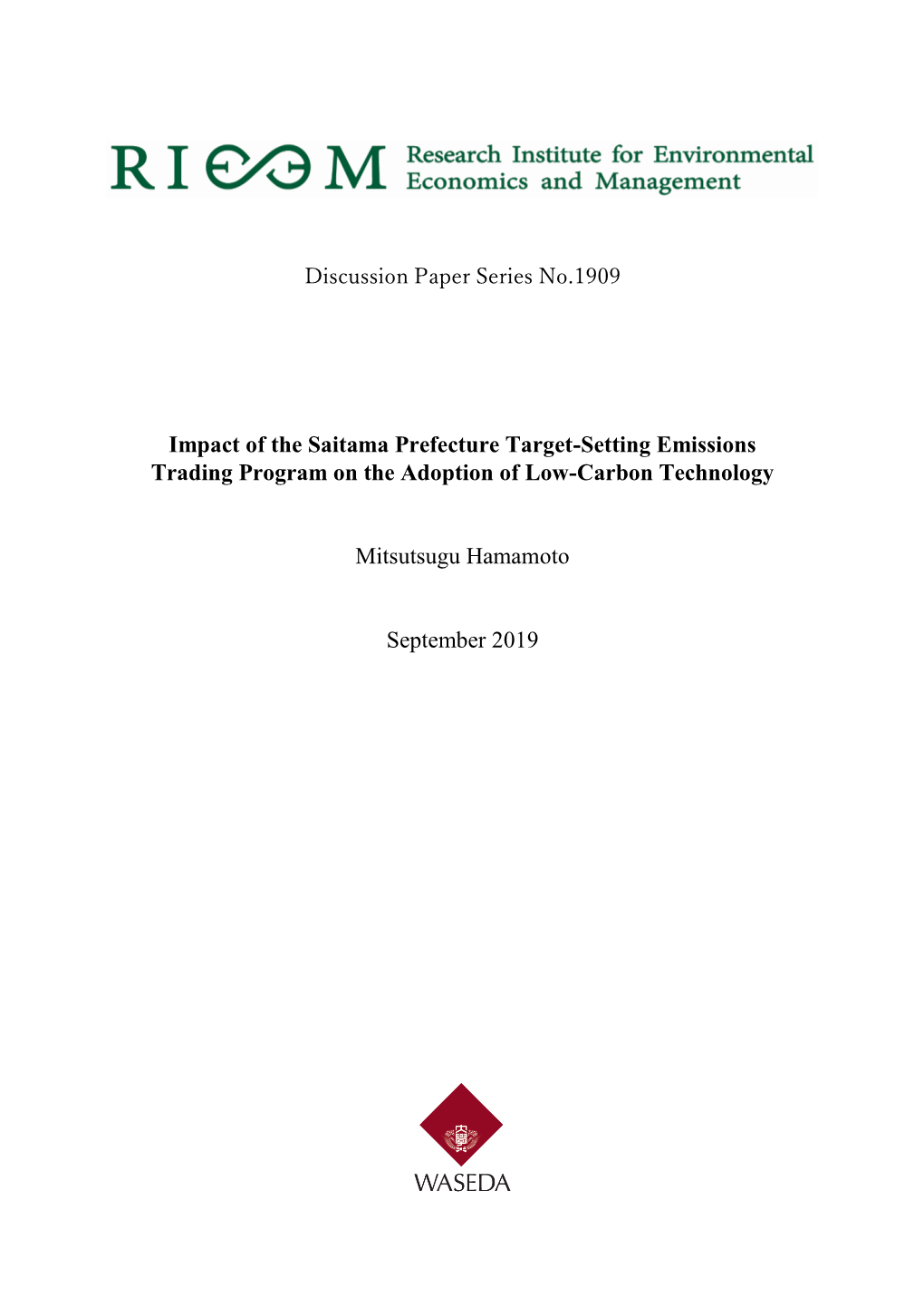 Impact of the Saitama Prefecture Target-Setting Emissions Trading Program on the Adoption of Low-Carbon Technology