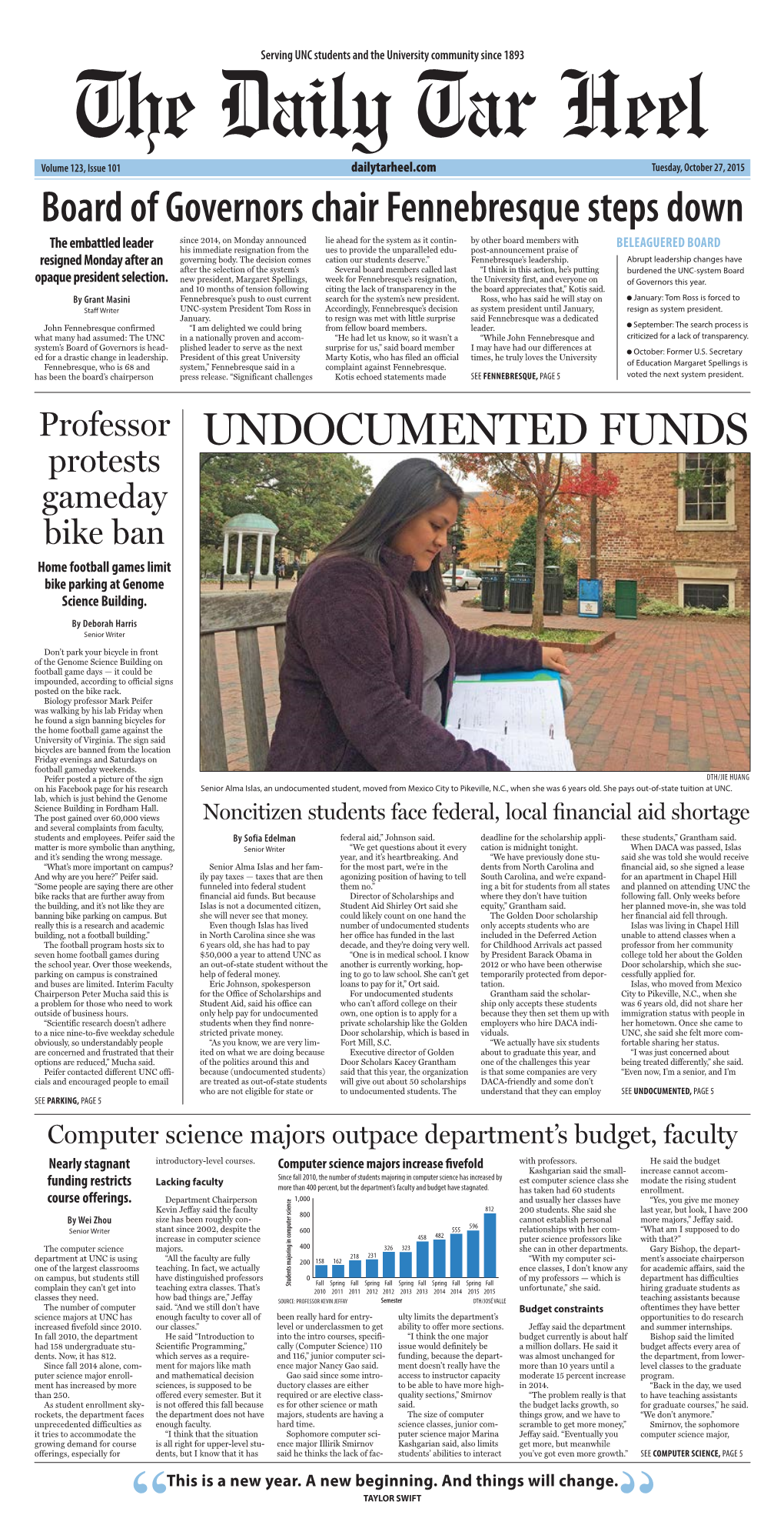 UNDOCUMENTED FUNDS Protests Gameday Bike Ban Home Football Games Limit Bike Parking at Genome Science Building