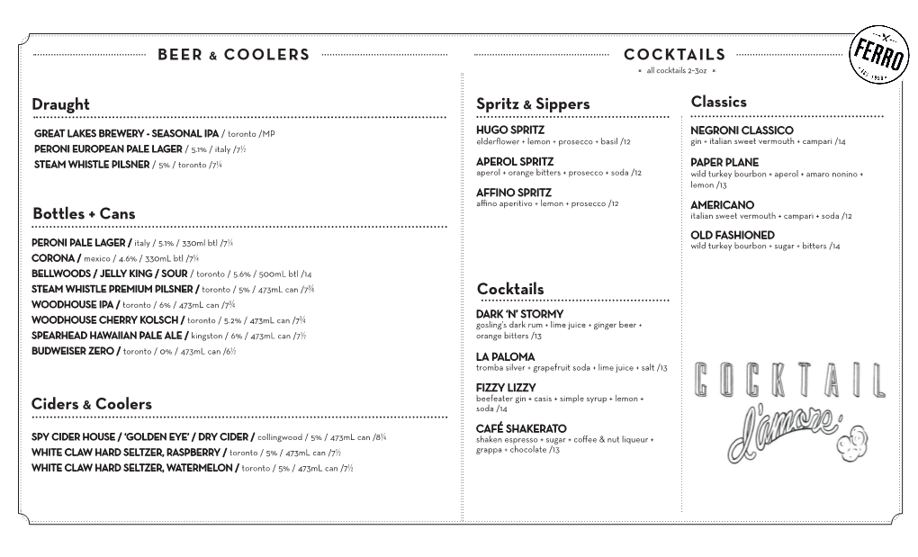 Beer & Coolers Cocktails